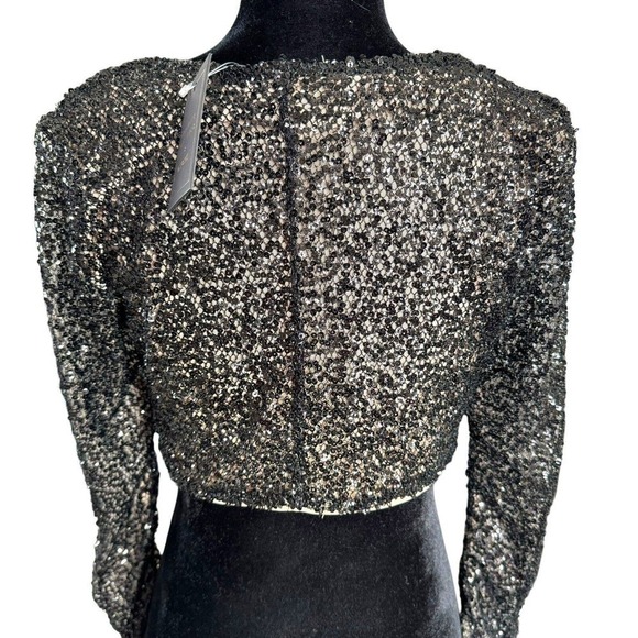 Michael Costello X Revolve Nadiya Top In Black Sequins Party Sexy Sz Small - Picture 7 of 12